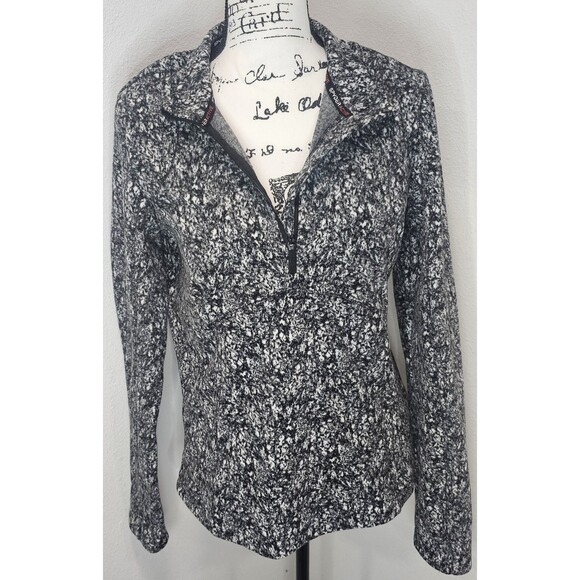 Spyder Fleece Marbled Print 1/4 Zip Sz M Zip Pocket Thumb Holes Soft Pocket EUC - Picture 1 of 16